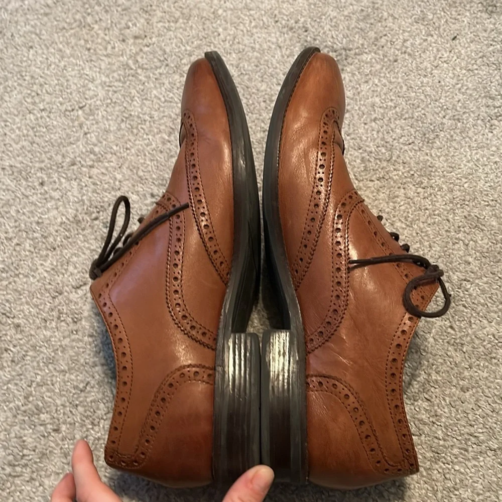Cole Haan Mens British Tan Leather‎ Wingtip Oxford Dress Shoes C30687 Size 11 M